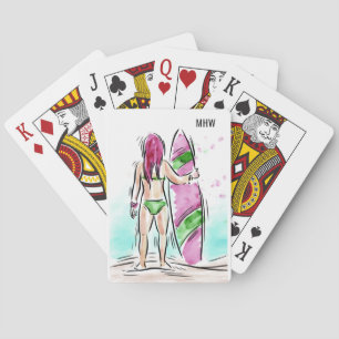 Benutzerdefinierte Monogramm-Spielkarten für Surfe Spielkarten