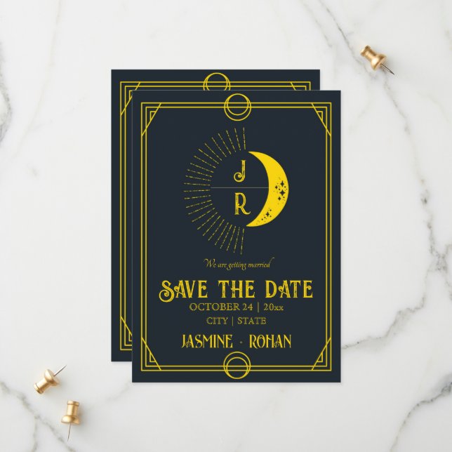 Benutzerdefinierte Monogramm Tarot-Karte Hochzeit  Save The Date (Vorderseite/Rückseite Beispiel)