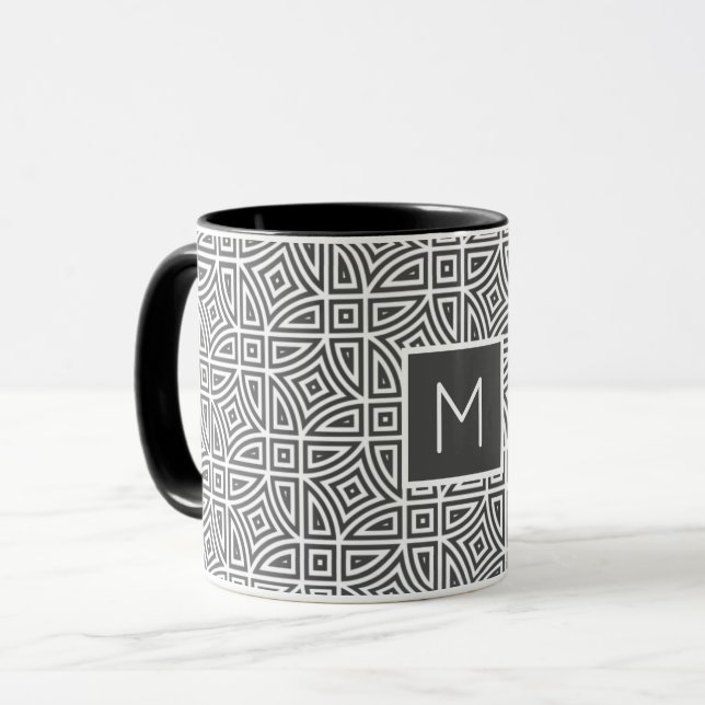 Benutzerdefinierte monogramm-Tasse für Abstraktes  Tasse (Vorderseite Links)