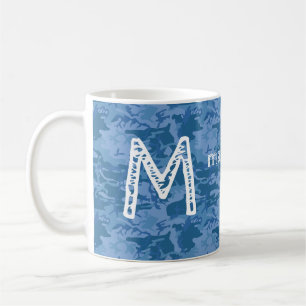 Benutzerdefinierte Monogramm-Tasse und Name Blue C Tasse
