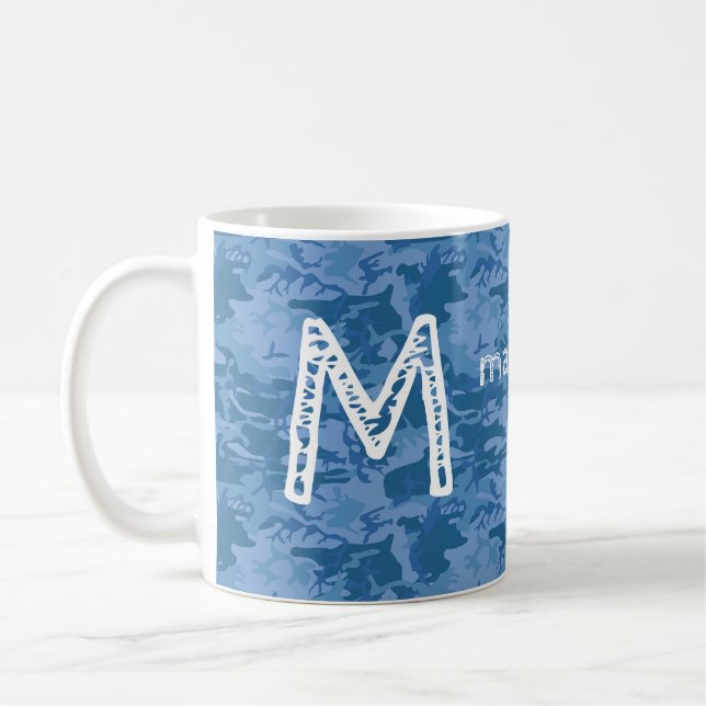 Benutzerdefinierte Monogramm-Tasse und Name Blue C Tasse (Links)