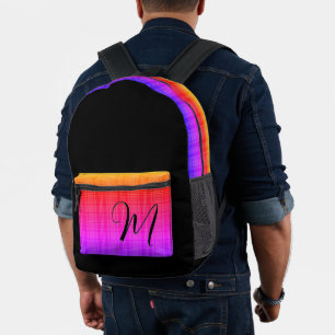 Benutzerdefinierte Monogramm Topographie Retro far Bedruckter Rucksack