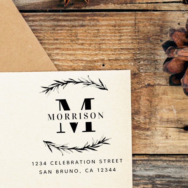 Benutzerdefinierte Monogramm- und Familienname-Rüc Gummistempel (Von Creator hochgeladen)