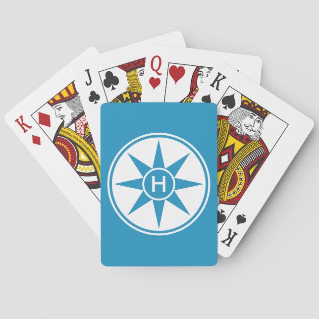 Benutzerdefinierte Monogramm- und Farbspielkarten Spielkarten (Rückseite)