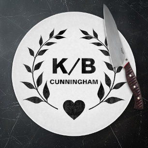 Benutzerdefinierte Monogramm und Nachname Laurels  Schneidebrett