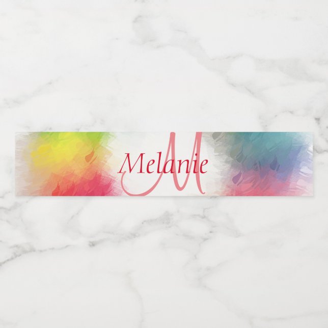 Benutzerdefinierte Monogramm-Vorlage Farbige moder Wasserflaschenetikett (Einzelnes Label)