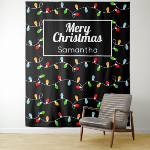 Benutzerdefinierte Monogramm-Weihnachtslichter Wandteppich