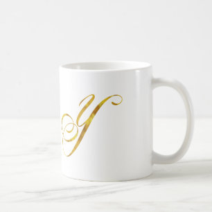 Benutzerdefinierte Monogramm-Y-Imitat-Goldfolie-Mo Tasse