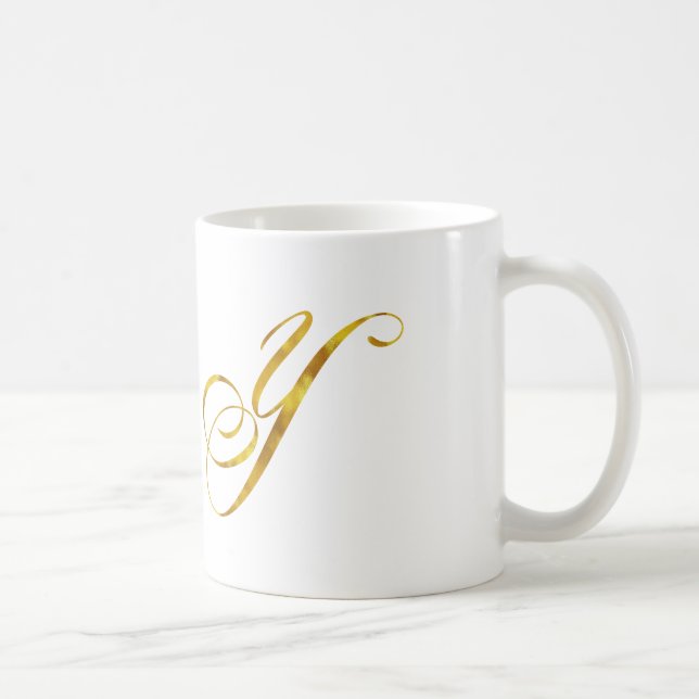 Benutzerdefinierte Monogramm-Y-Imitat-Goldfolie-Mo Tasse (Rechts)