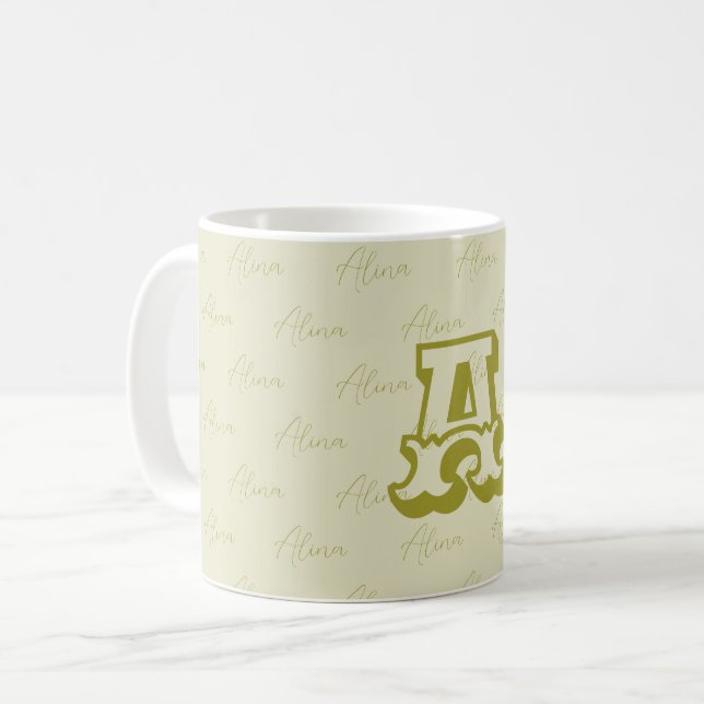 Benutzerdefinierte monogrammatikalische Tasse mit  (Vorderseite Links)