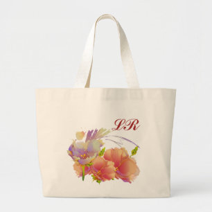 Benutzerdefinierte Monogramme   Blume Malen von Tr Jumbo Stoffbeutel