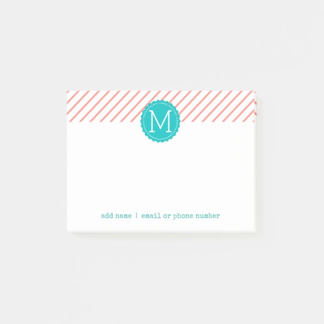Benutzerdefinierte Monogramme Post-it® Notizen (Vorderseite)