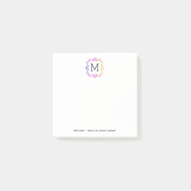Benutzerdefinierte Monogramme Post-it® Notizen (Vorderseite)