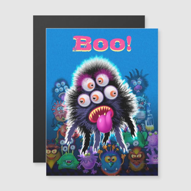 Benutzerdefinierte Monster Halloween Magnetkarte. Magneteinladung (Vorne/Hinten)