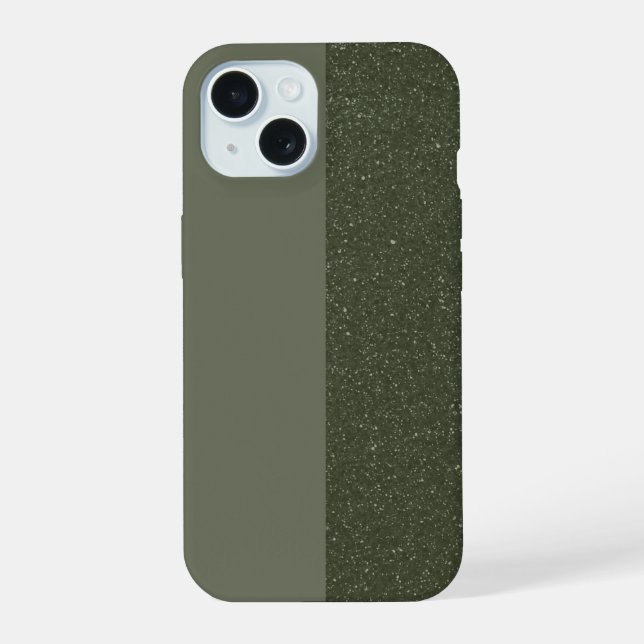 Benutzerdefinierte Moosgrüne Noise Split iPhone 15 Hülle (Rückseite)