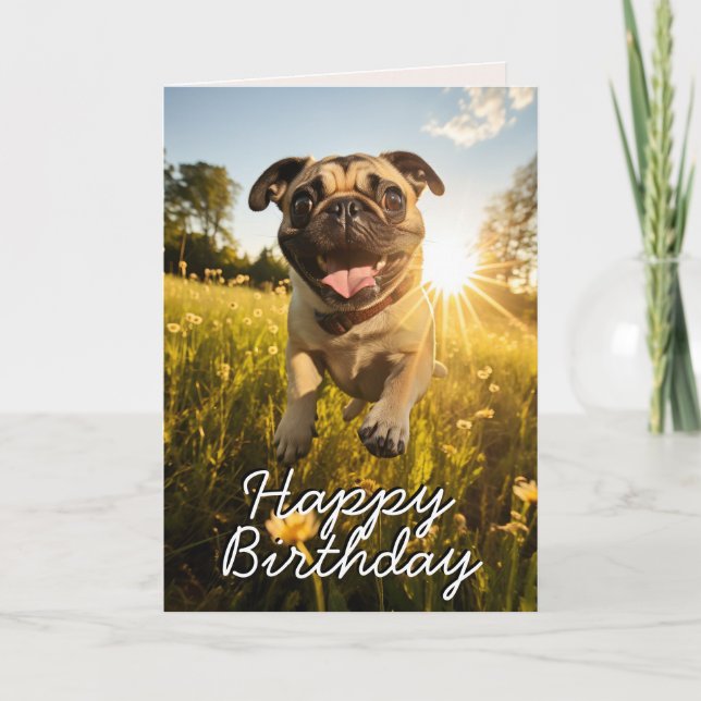 Benutzerdefinierte Mops Happy Birthday Card Dankeskarte (Vorderseite)