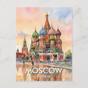 Benutzerdefinierte Moskau Russland Kathedrale Aqua Postkarte