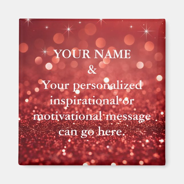 Benutzerdefinierte Motivationsbotschaft Lila Glitt Magnet (Vorne)
