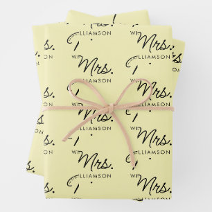 Benutzerdefinierte Mrs. Est. Moderne elegante Schr Geschenkpapier Set