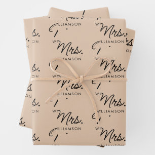 Benutzerdefinierte Mrs. Est. Moderne elegante Schr Geschenkpapier Set