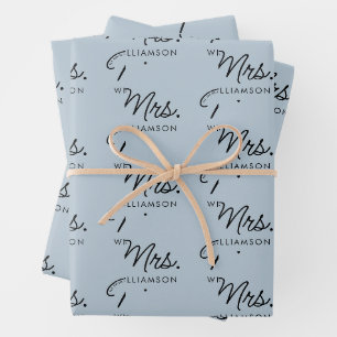 Benutzerdefinierte Mrs. Est. Moderne elegante Schr Geschenkpapier Set