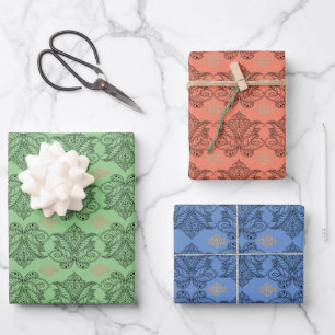 Benutzerdefinierte Multi-Gemustert Med Damask Lotu Geschenkpapier Set