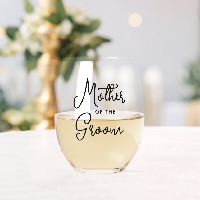 Benutzerdefinierte Mutter des Groom Black Text Sch Weinglas Ohne Stiel (Insitu (Hochzeit))