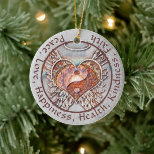 Benutzerdefinierte Nachricht Yin Yang Herz Keramik Ornament