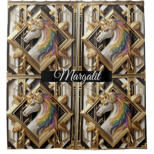 Benutzerdefinierte Name Art Deco Regenbogen Glitte Duschvorhang