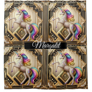 Benutzerdefinierte Name Art Deco Regenbogen Glitte Duschvorhang
