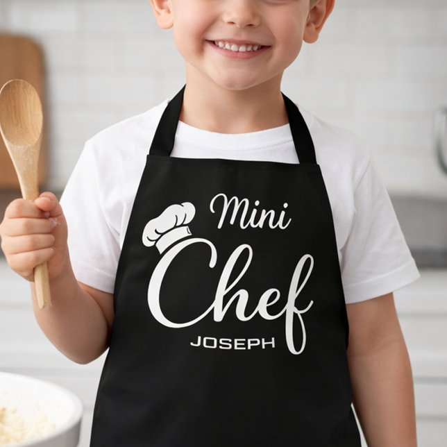 Benutzerdefinierte Name Mini Chef Kinder-Schürze Schürze (Junior Chef Apron for Baking and Kitchen Fun)