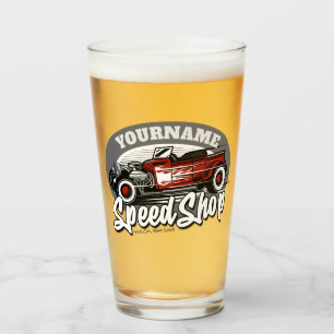 Benutzerdefinierte NAME Rockabilly Roadster Speed Glas