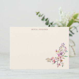 Benutzerdefinierte Namen Boho Rosa Lila Wildblumen Dankeskarte
