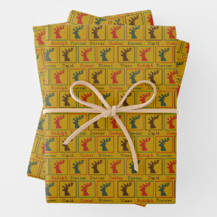 Benutzerdefinierte Namen der Rentiere des Weihnach Geschenkpapier Set