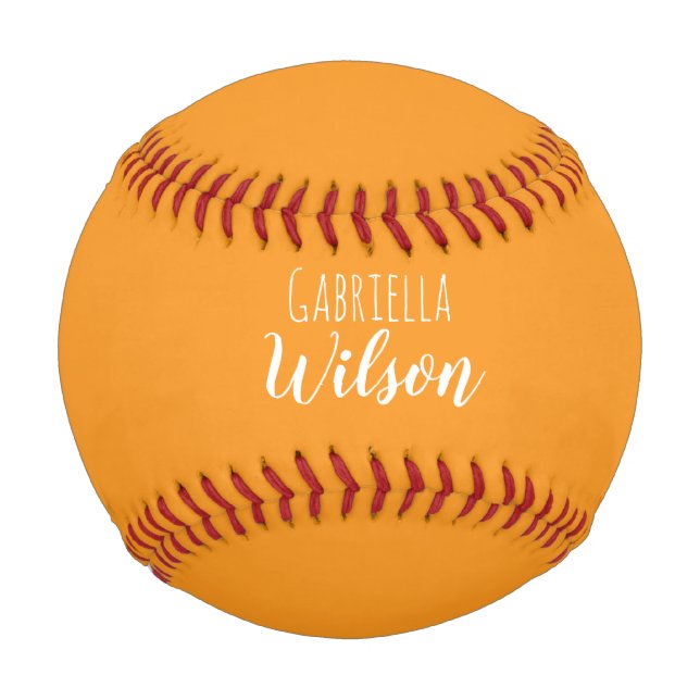 Benutzerdefinierte Namen modernes orange minimalis Baseball (Vorderseite)