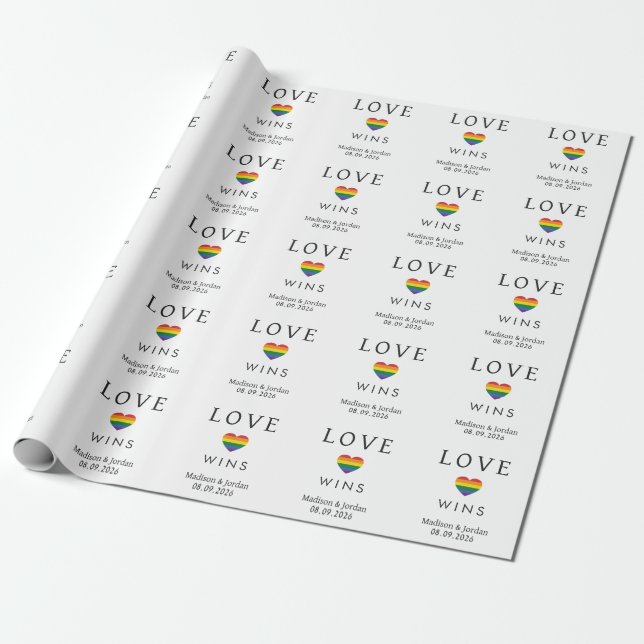 Benutzerdefinierte Namen / Text Regenbogen LIEBE Geschenkpapier (Ungerollt)