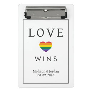 Benutzerdefinierte Namen / Text Regenbogen LIEBE Mini Klemmbrett
