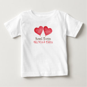 Benutzerdefinierte Namen Zwillinge Baby T-shirt