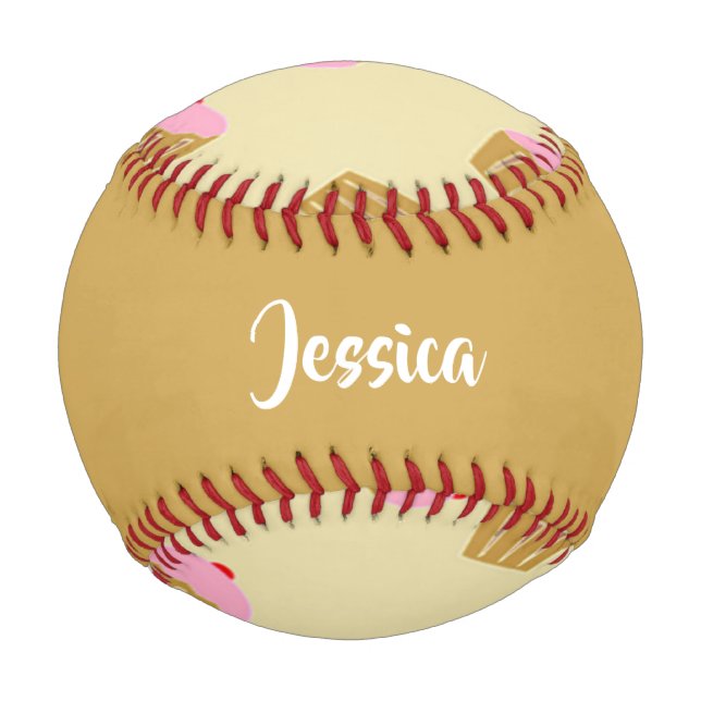 Benutzerdefinierte Namens-Cupcakes-Muster Baseball (Vorderseite)