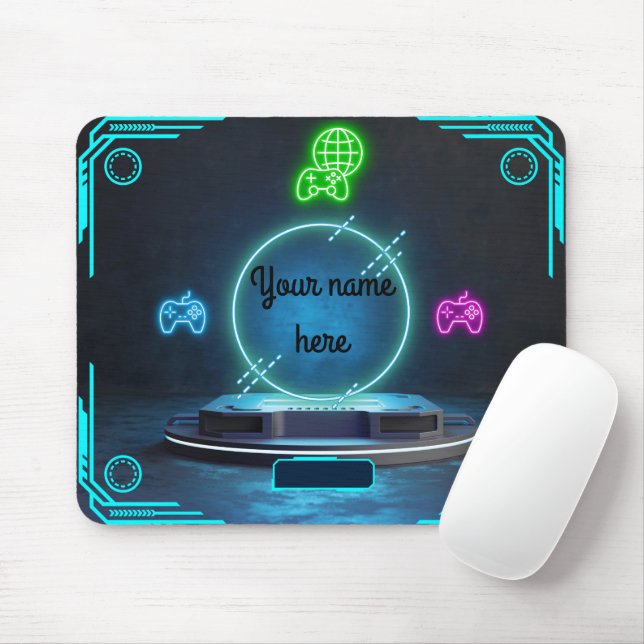 Benutzerdefinierte Namens-Gaming-Neon-Controller-P Mousepad (Mit Mouse)