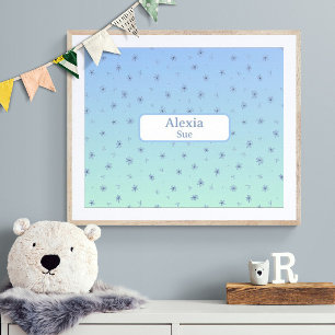 Benutzerdefinierte Namens-Kinderschmuck-Blumen in  Poster
