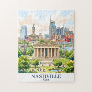Benutzerdefinierte Nashville Tennessee USA Farbige Puzzle
