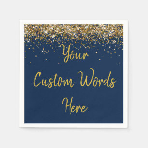 Benutzerdefinierte Navy Blau und Gold Glitter Gebu Serviette
