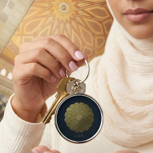 Benutzerdefinierte Navy-Gold-Islamische Geometrie  Schlüsselanhänger