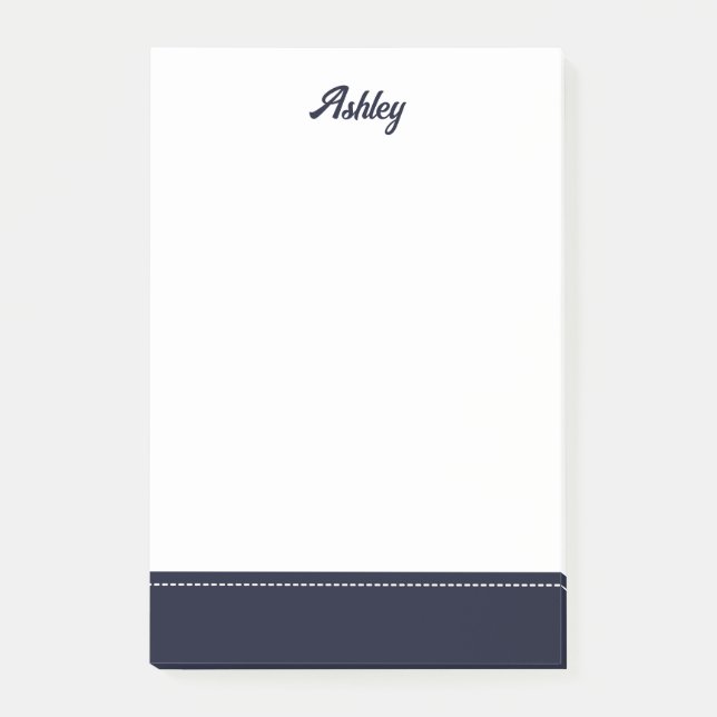 Benutzerdefinierte navyblaue weiße personalisierte post-it klebezettel (Vorderseite)