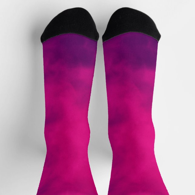Benutzerdefinierte Neon Pink Smoke Gradient Männer Socken (Oben)