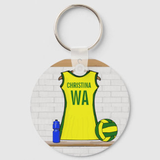 Benutzerdefinierte Netball-Uniform Gelb und Grün Schlüsselanhänger