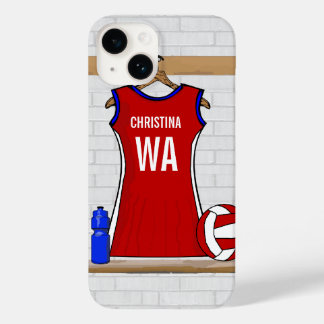 Benutzerdefinierte Netball-Uniform Rot mit Blau un Case-Mate iPhone Hülle