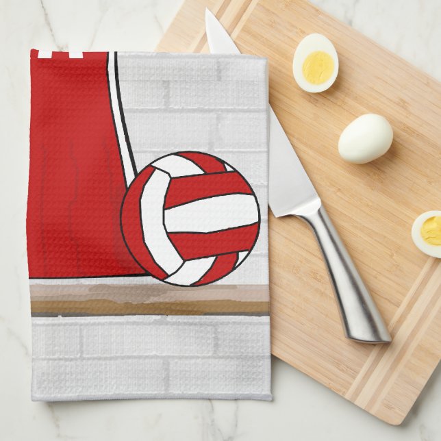 Benutzerdefinierte Netball-Uniform Rot mit Blau un Küchentuch (Viertel Falte)