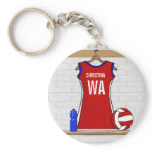 Benutzerdefinierte Netball-Uniform Rot mit Blau un